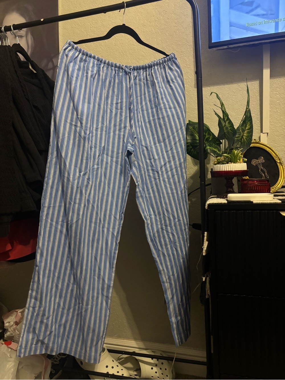 No Boundaries Light Blue & White Striped Lounge Pants